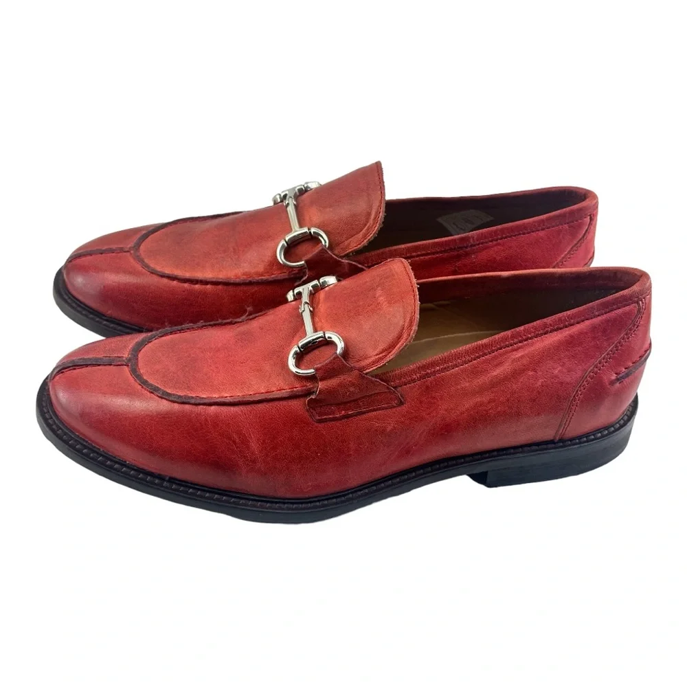 Roberto Botticelli Men’s Red Leather Shoes Horsebit Loafers Men's US 8|4… - Picture 1 of 8
